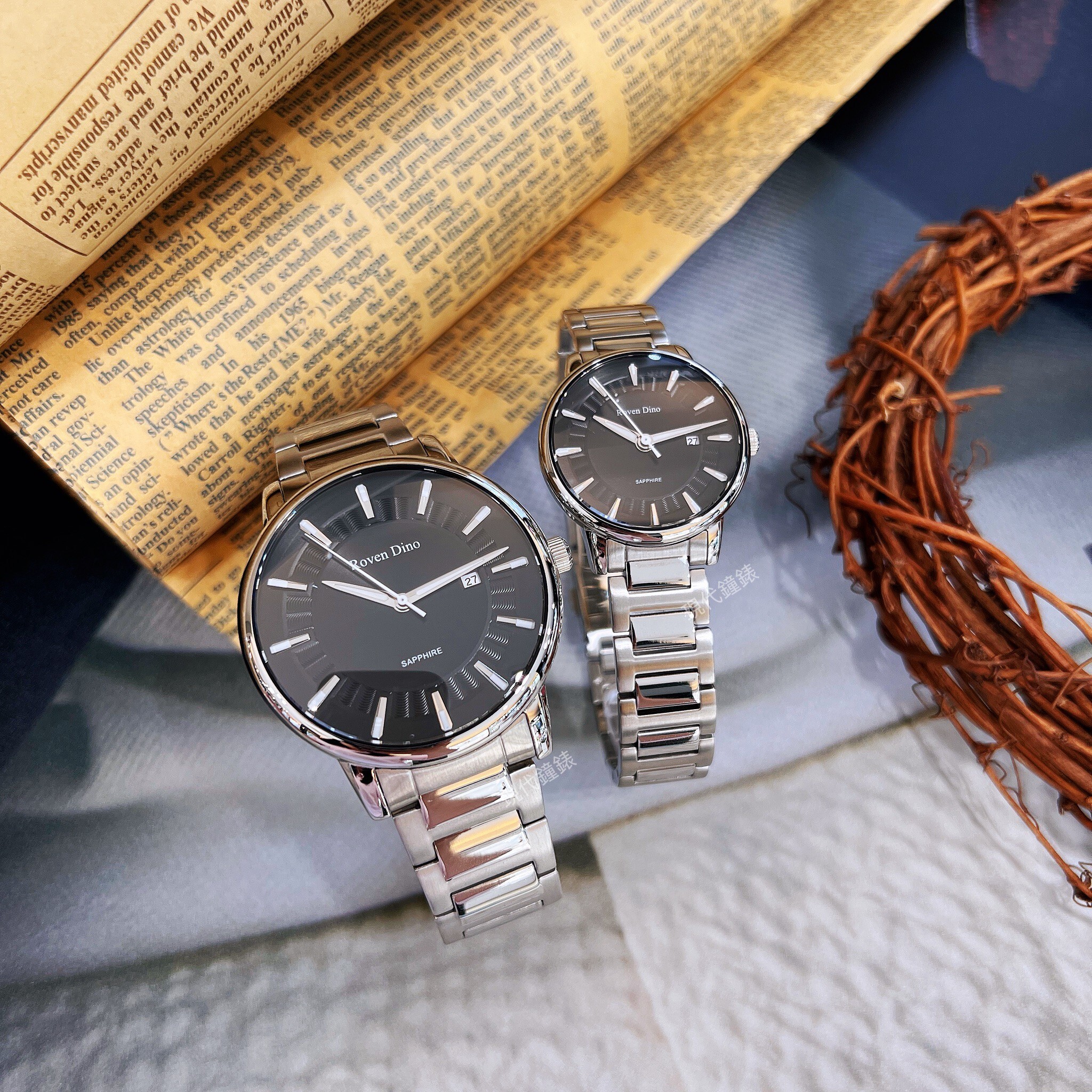 【Roven Dino羅梵迪諾】精緻波紋時尚腕錶RD6119S-B 42mm/30mm 現代鐘錶