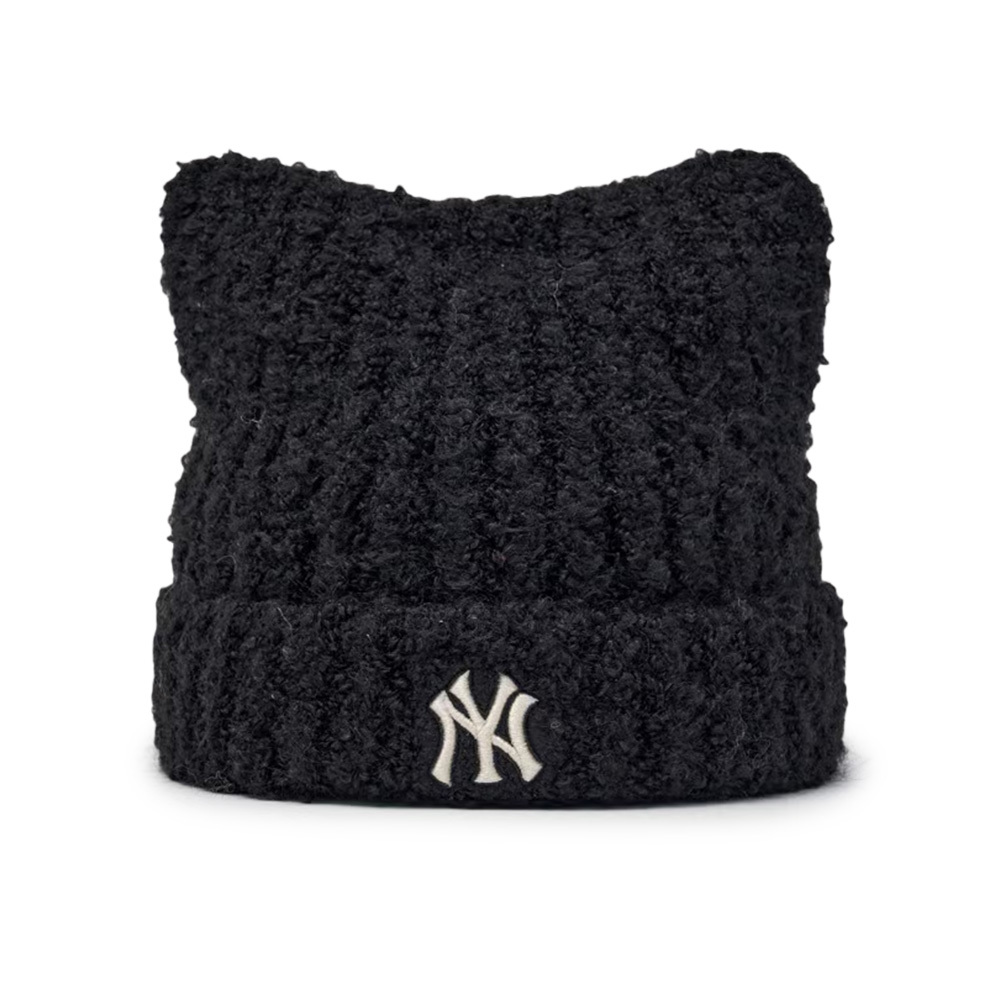 MLB 貓耳針織毛帽 黑 Karina同款   3ABNB1156GP011-BK