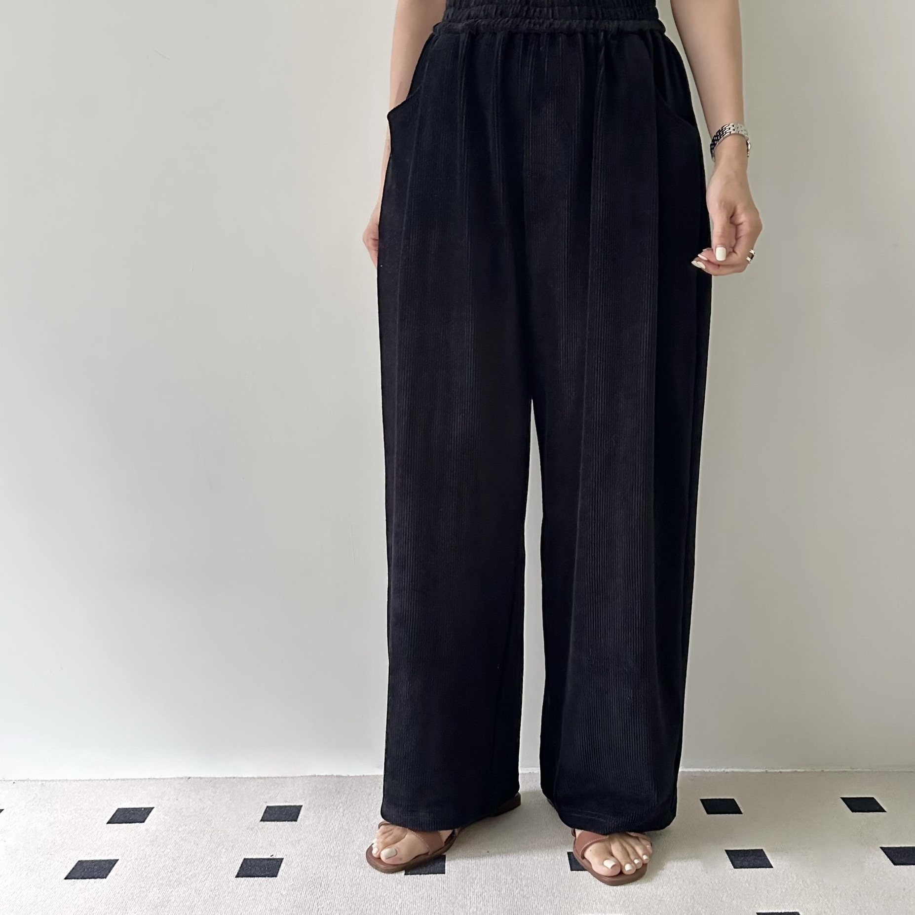 【BONNIE】全橡筋腰絲絨直身闊褲 (C5-C7)