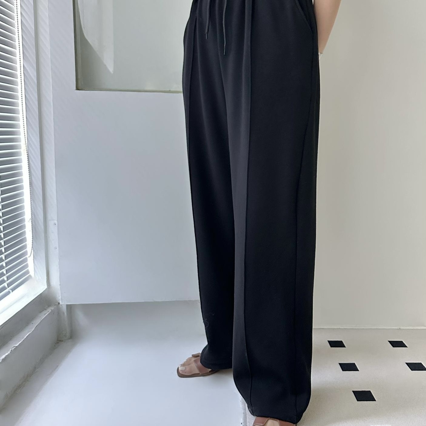 【BONNIE】全橡筋腰車骨絲絨毛底闊褲 (C4)