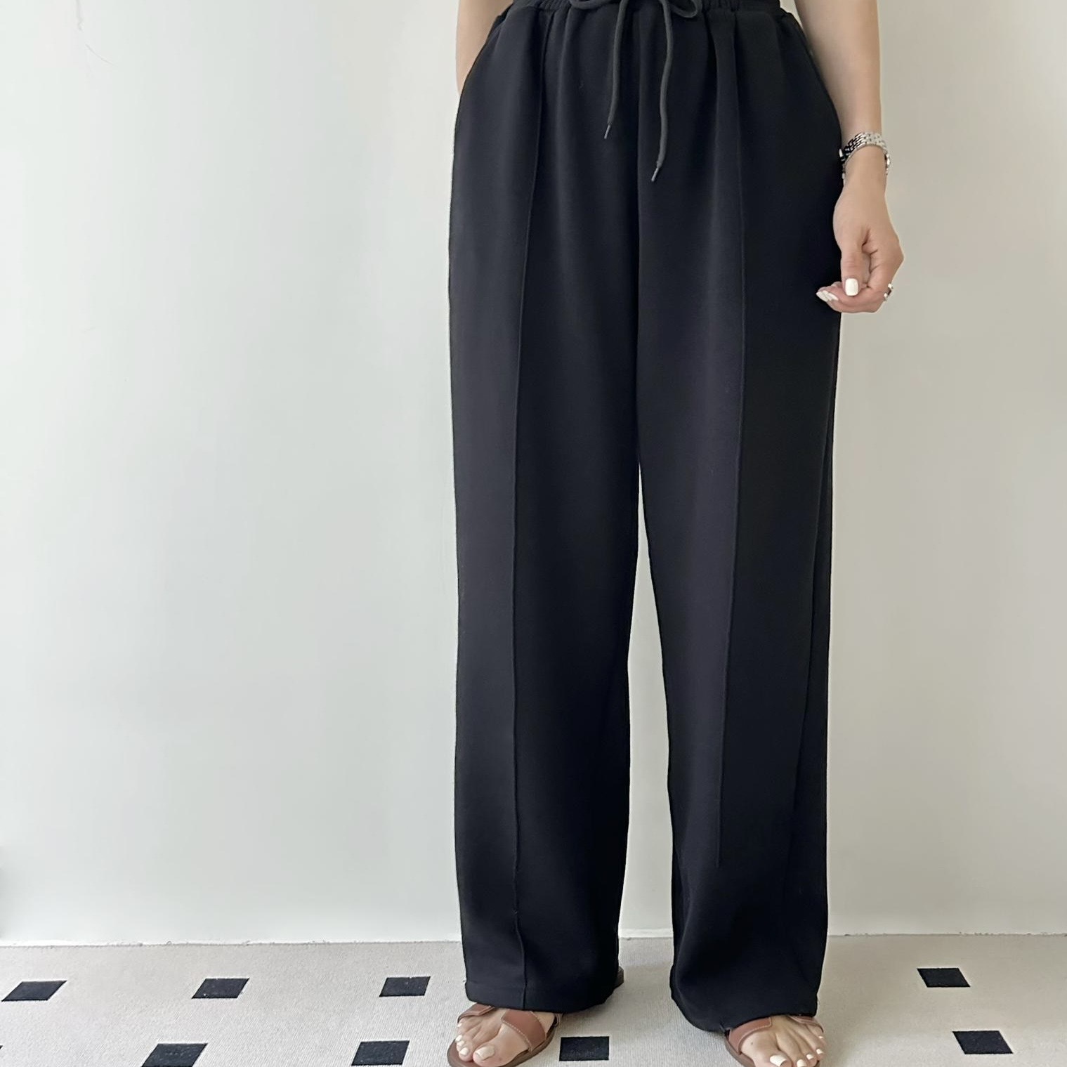 【BONNIE】全橡筋腰車骨絲絨毛底闊褲 (C4)