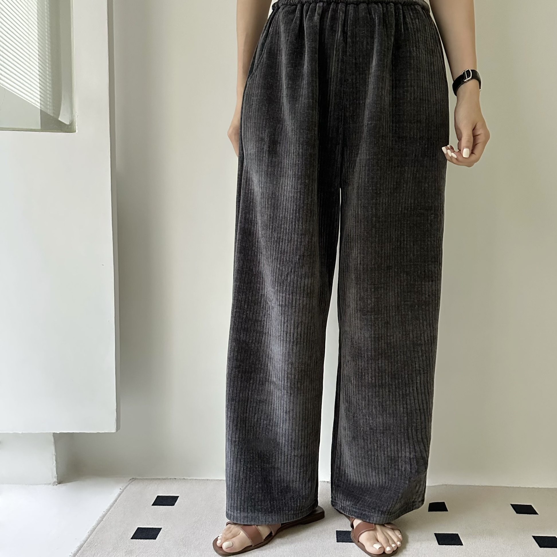 【BONNIE】全橡筋腰坑紋直身闊褲 (C1-C2)