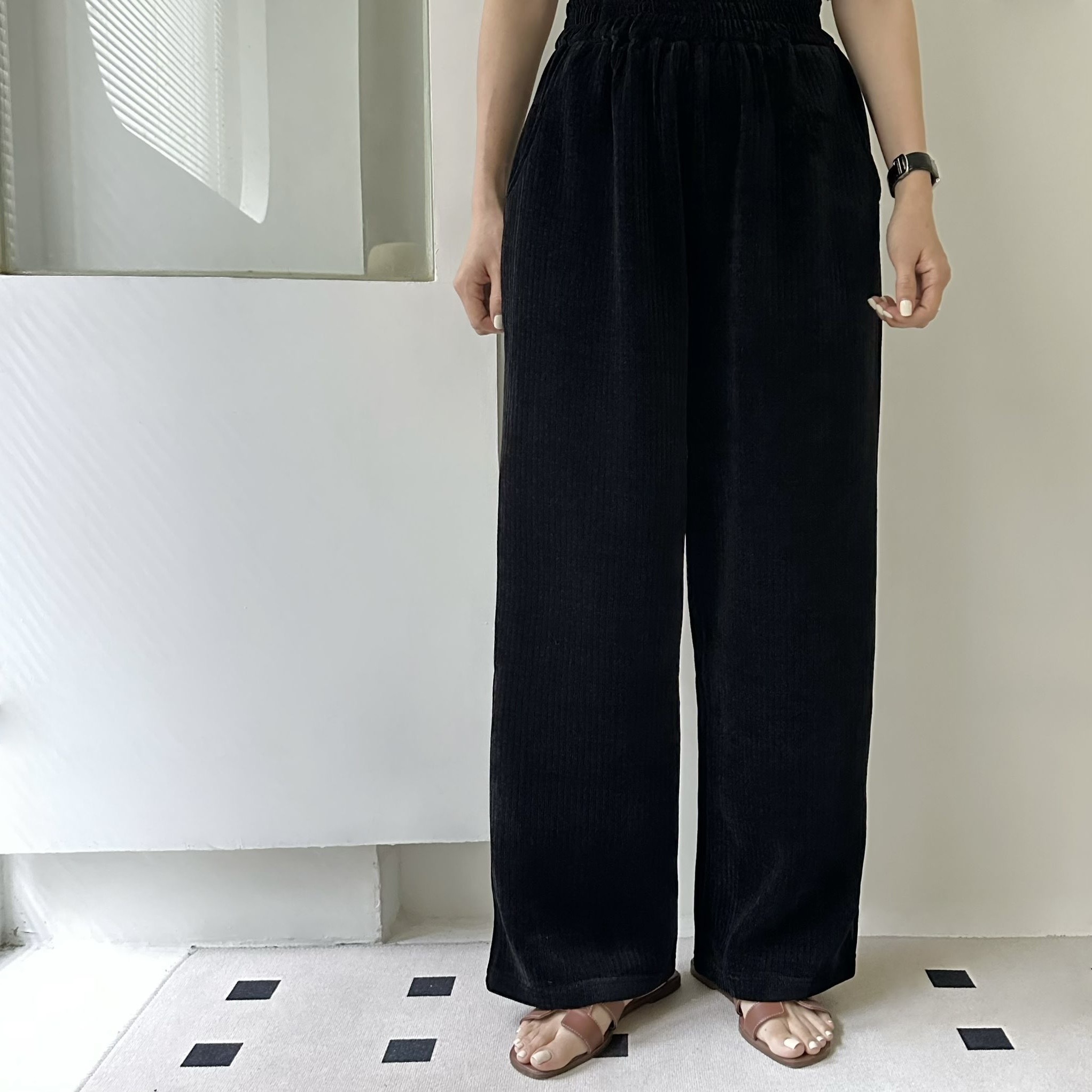 【BONNIE】全橡筋腰坑紋直身闊褲 (C1-C2)