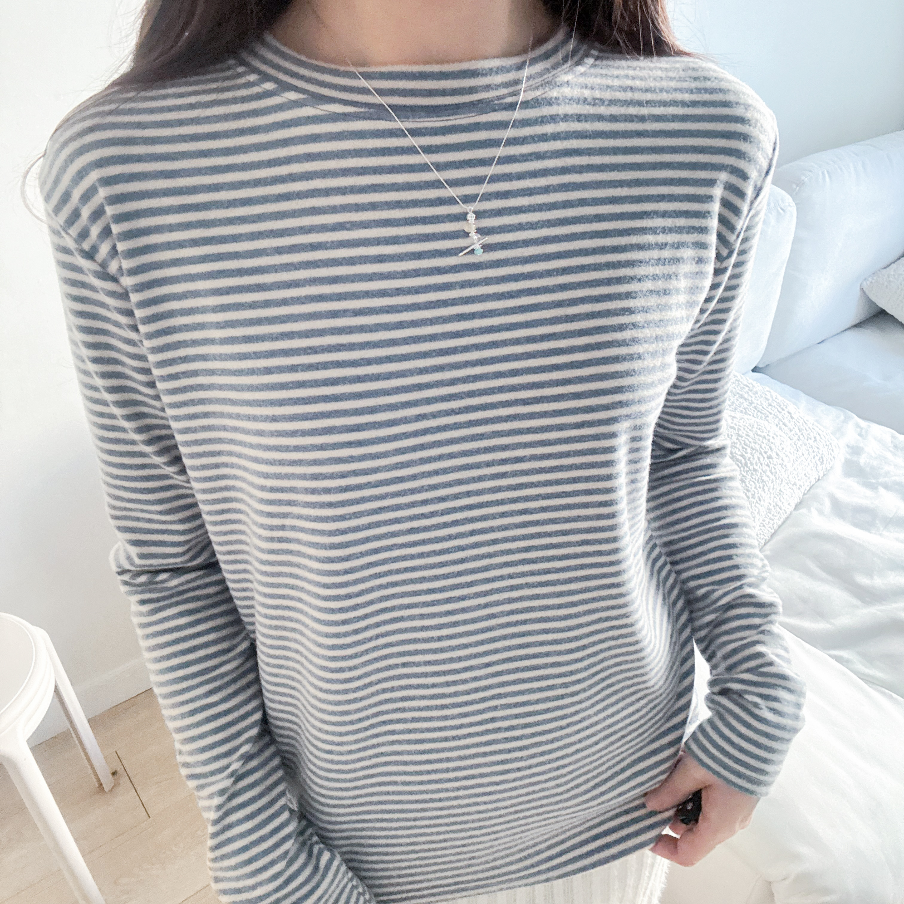 Fleece毛面橫間tee