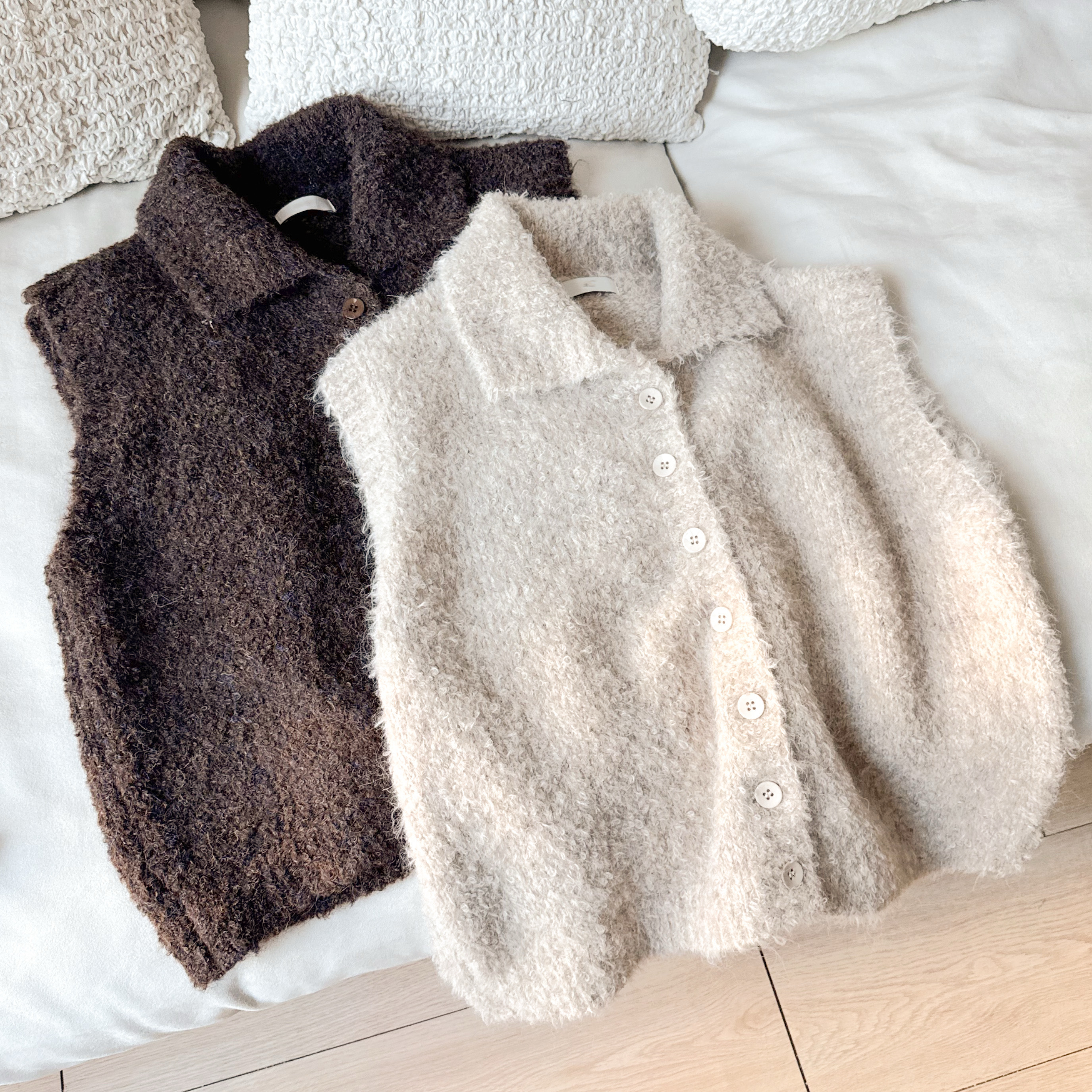 混色反領毛衣背心