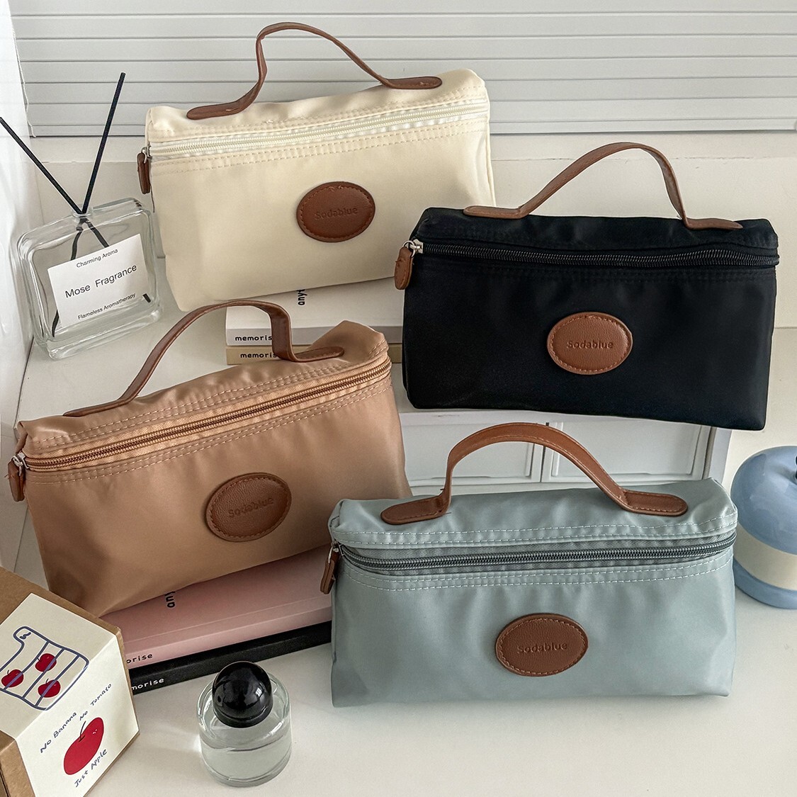 《6473》皮標尼龍手提收納化妝包