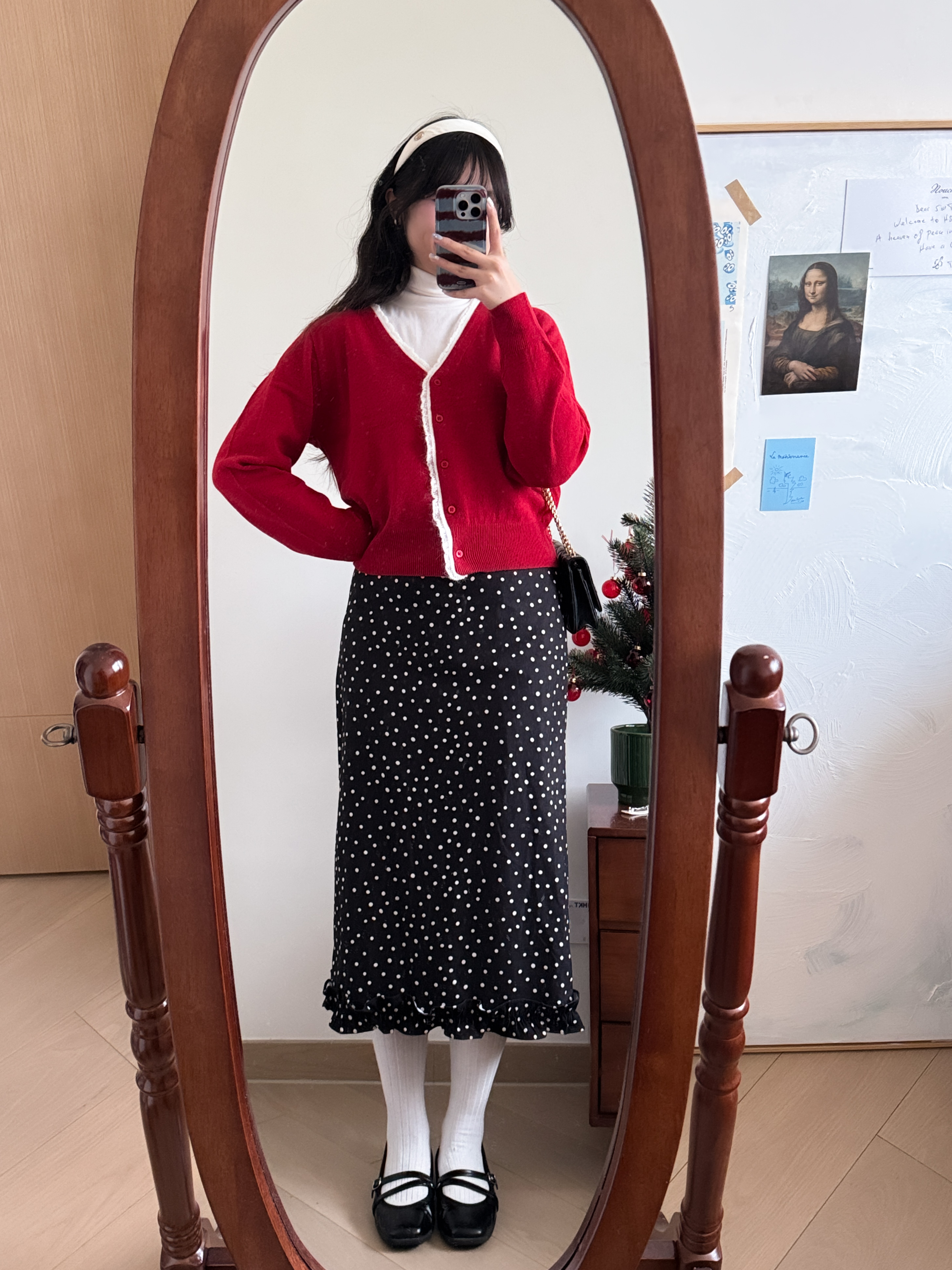 法式復古女孩的波點ruffle skirt