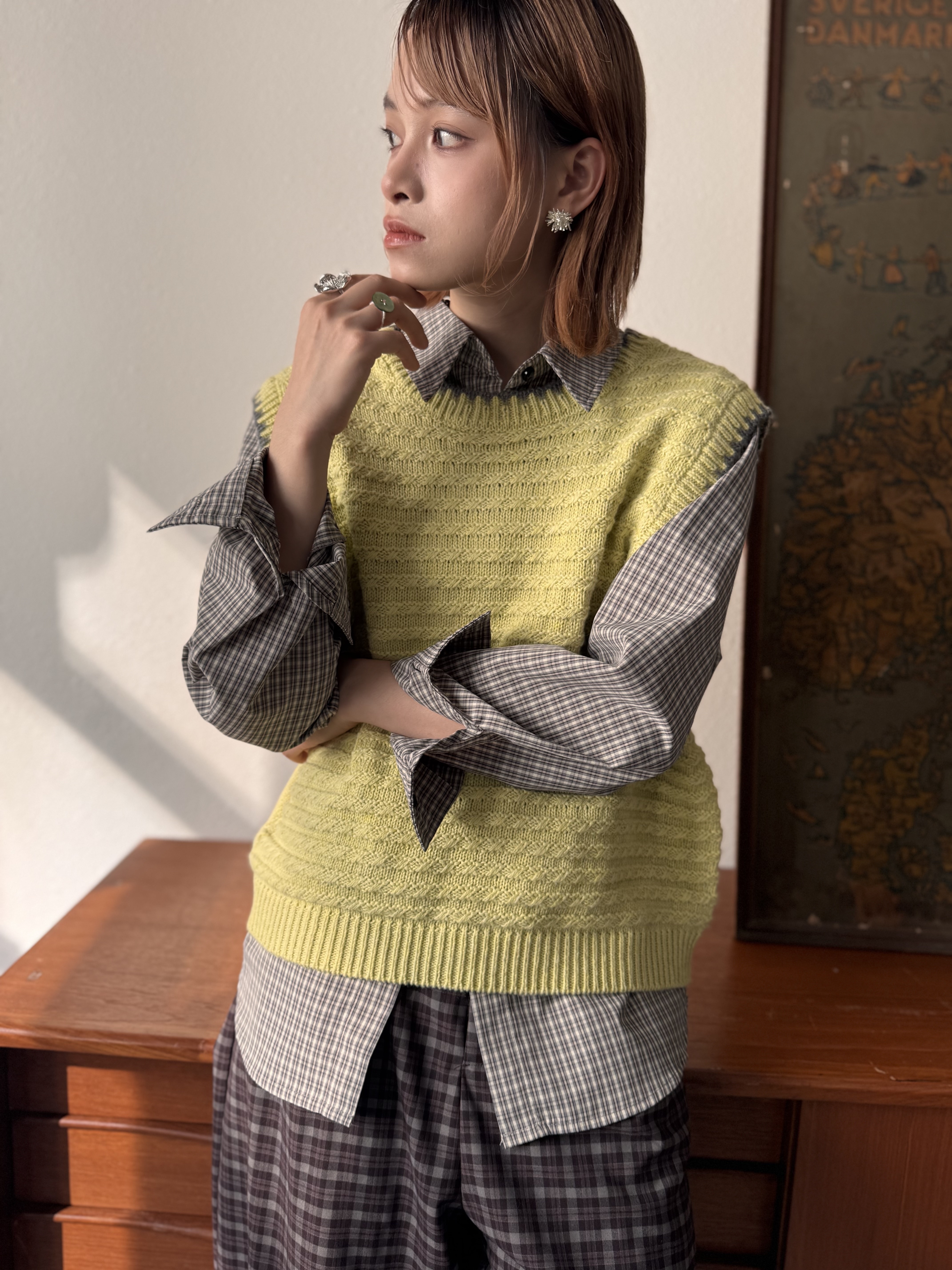 2way～芽邊寛鬆針織背心 - TT54901