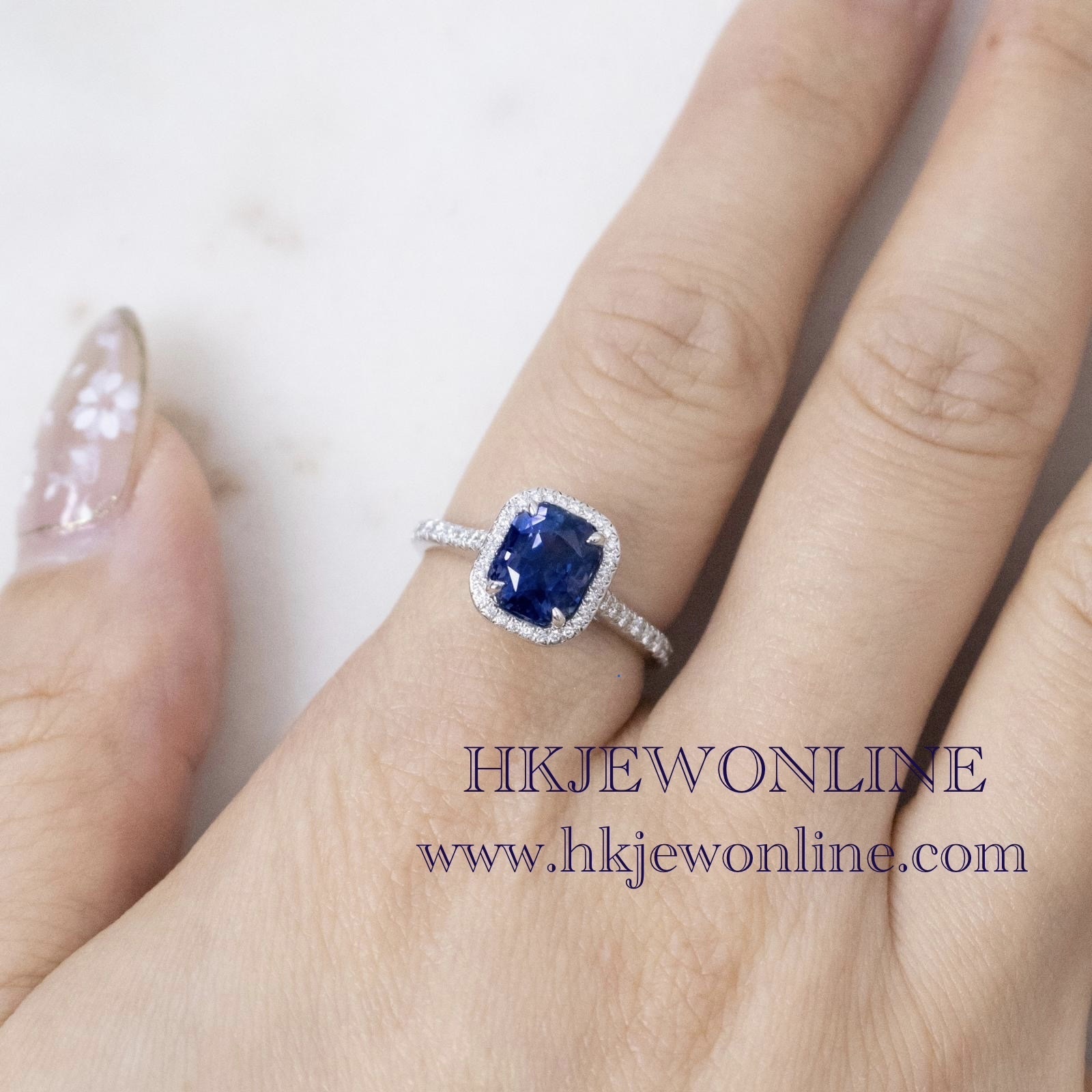 💙 18K White Gold 2.64ct Unheated Vivid Royal Blue Sapphire Diamond Ring (With CGL Cert)