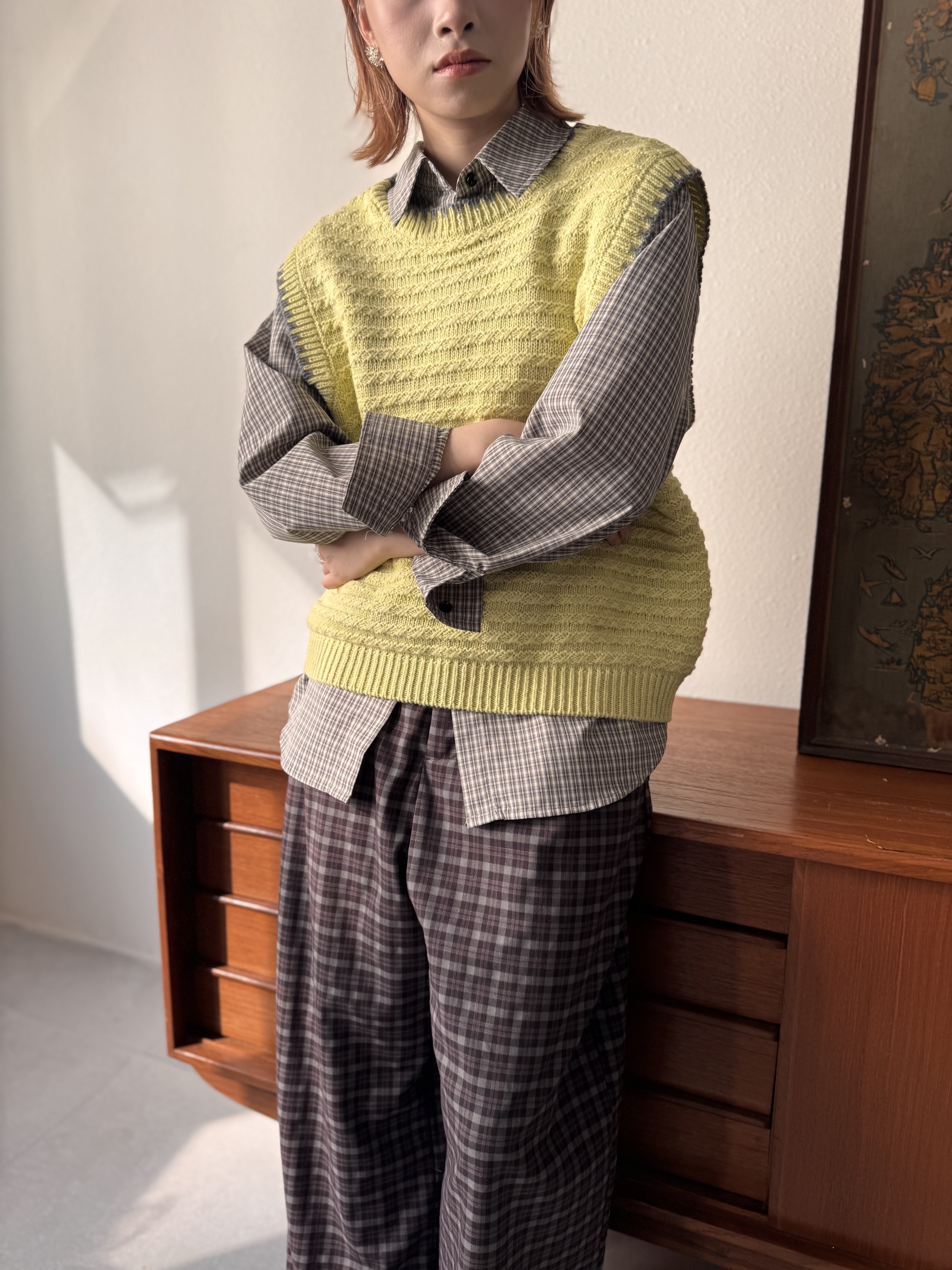 2way～芽邊寛鬆針織背心 - TT54901