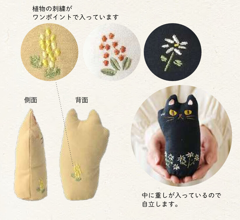 日本 Green House 植物刺繡 貓咪 立體 布偶 擺飾