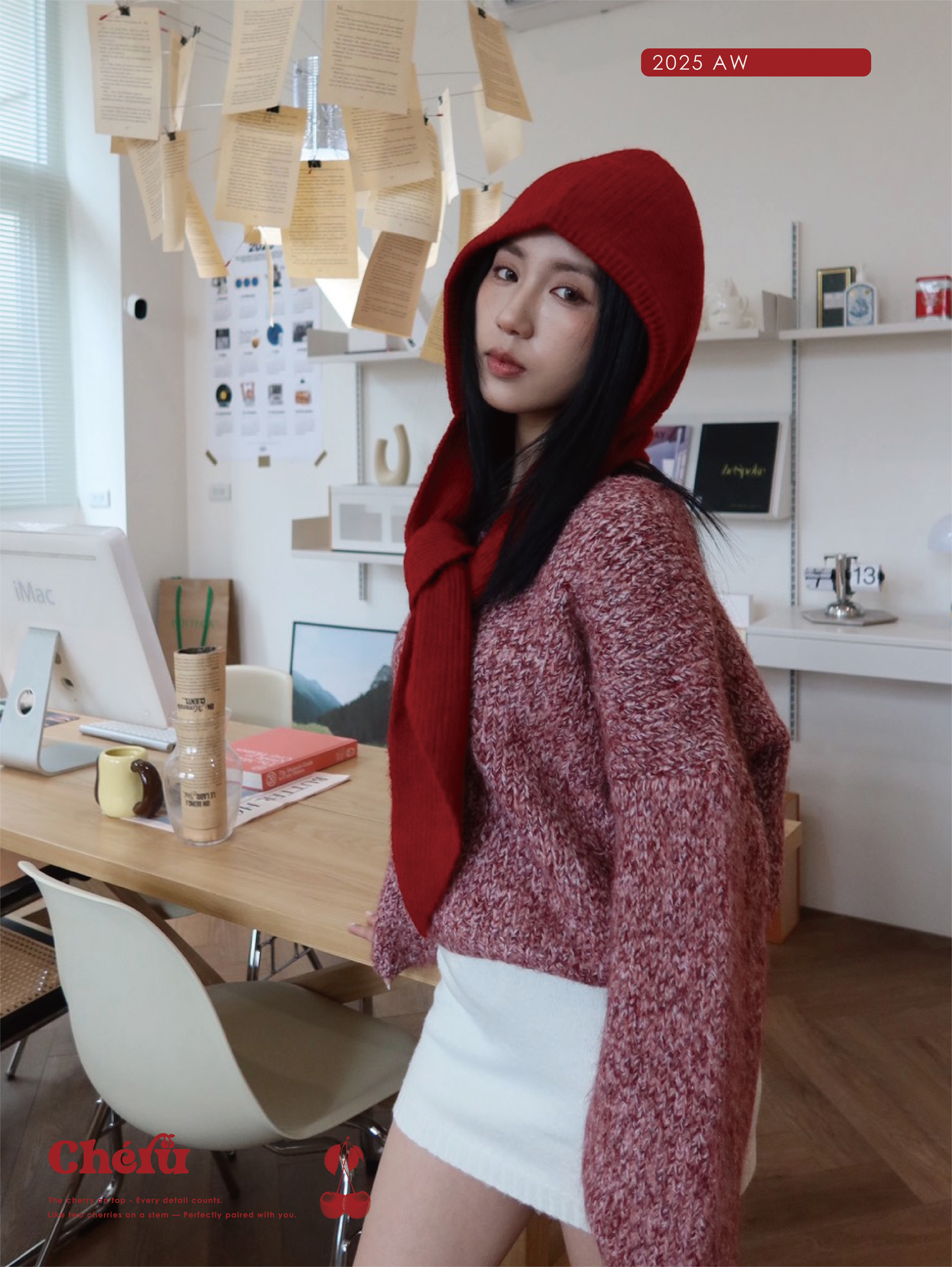 聖誕特定款混色短板毛衣 紅