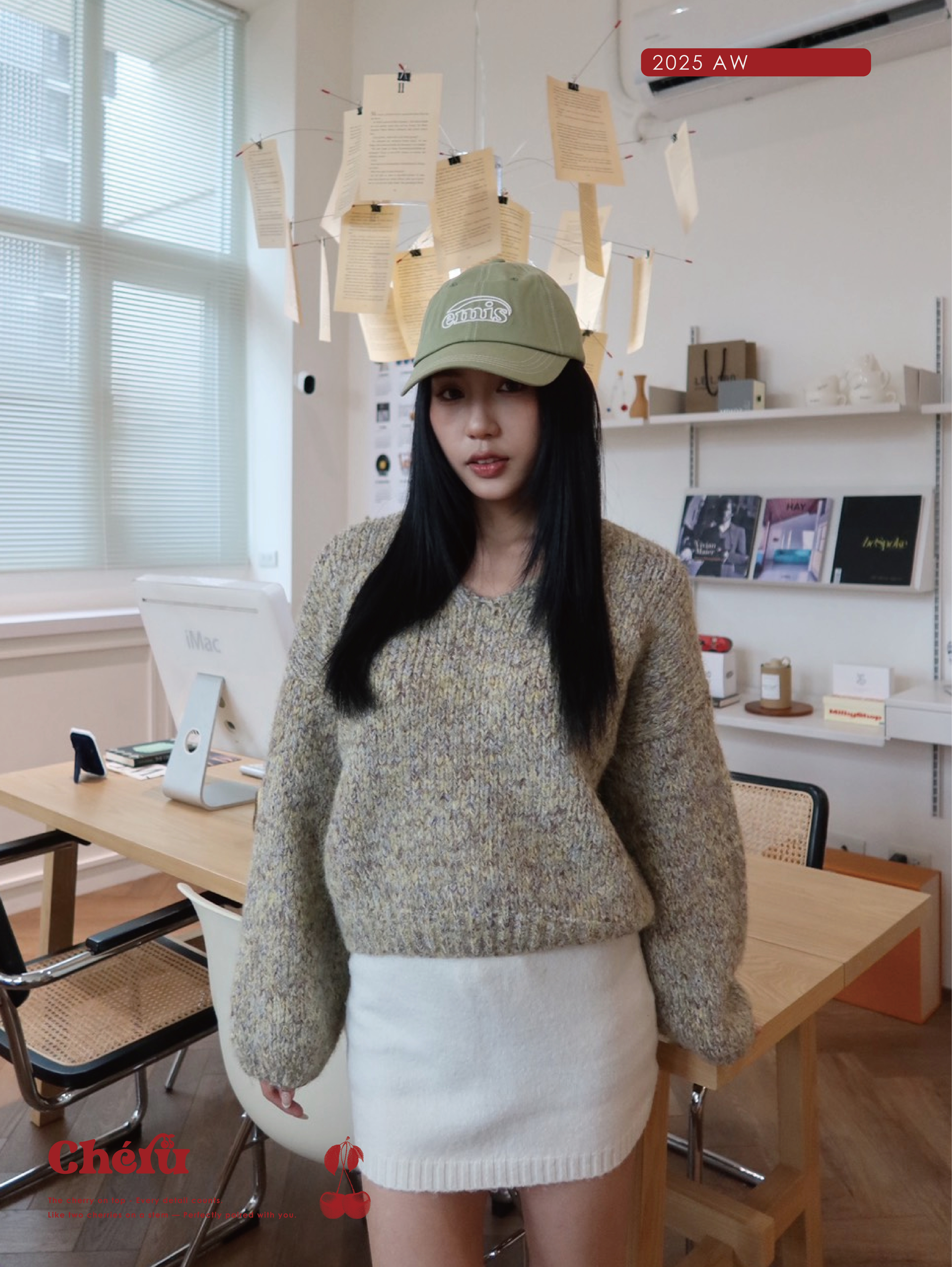 聖誕特定款混色短板毛衣 杏