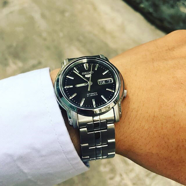 SEIKO 5 精工 盾牌 5號 SNKK71K1 黑面 鋼帶 自動機械錶