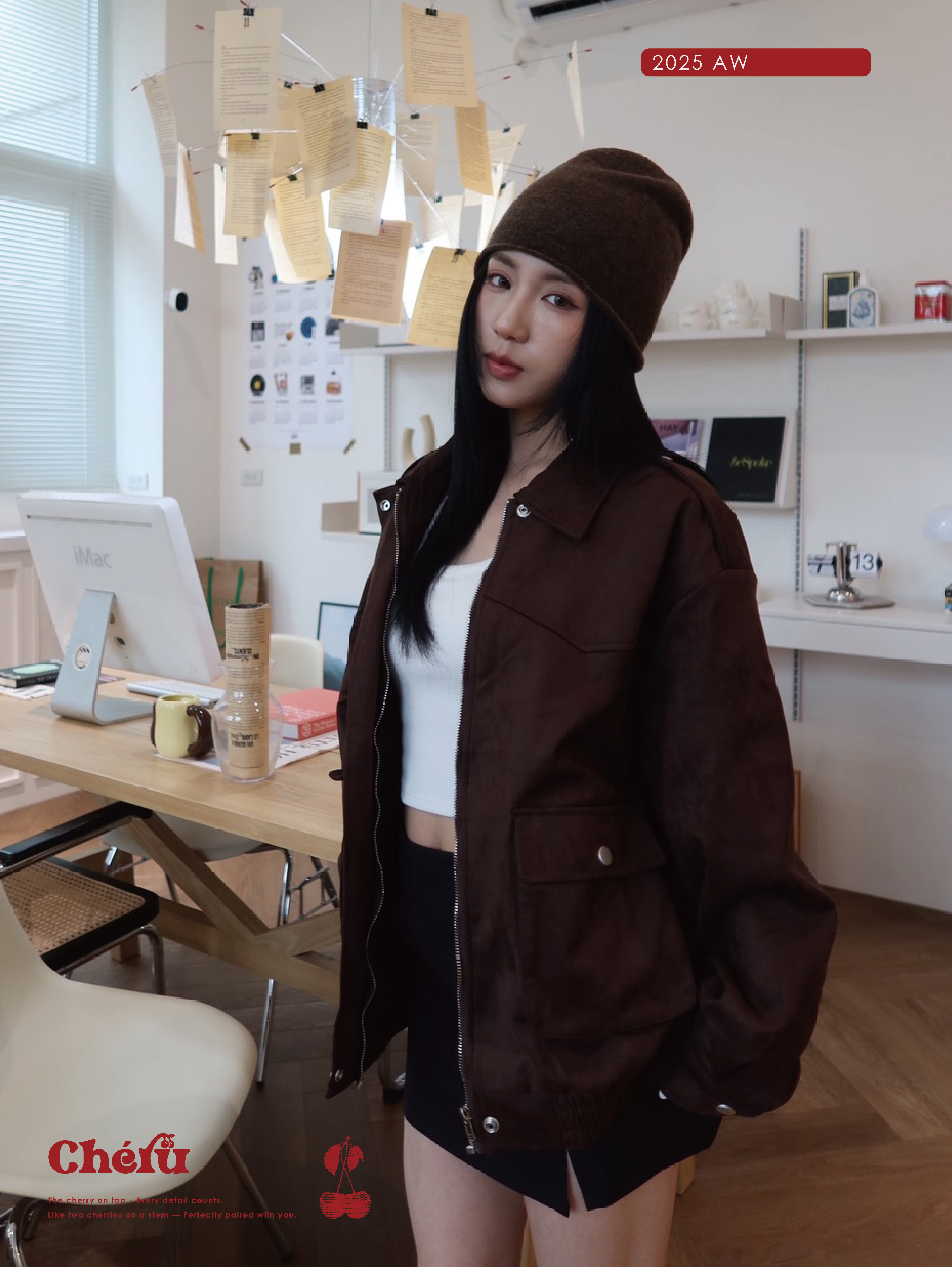 cheru時髦麂皮外套 摩卡