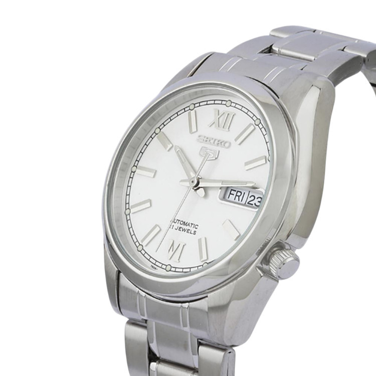 SEIKO 5 精工 盾牌 5號 SNKL51K1 銀面 鋼帶 自動機械錶