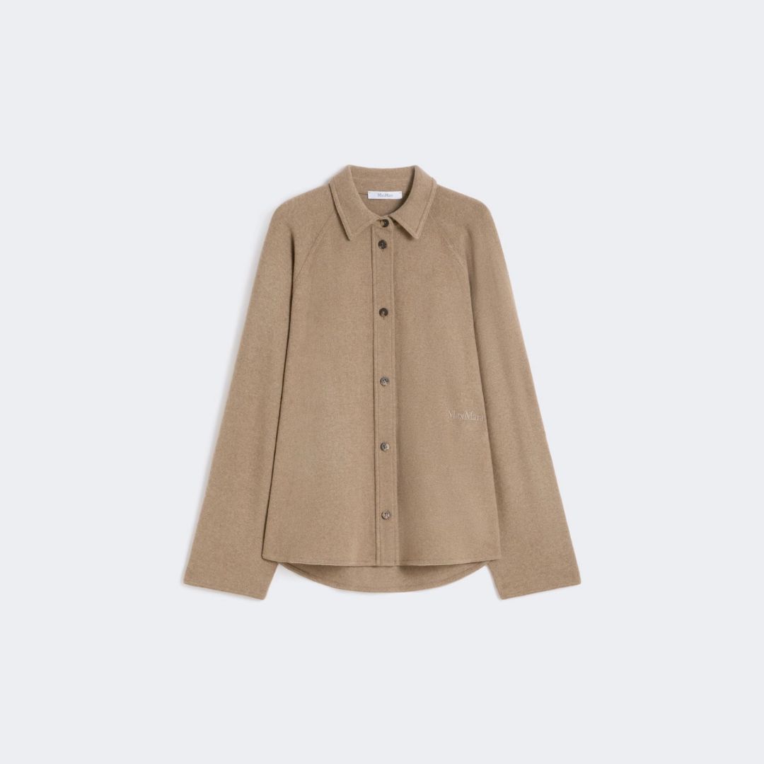1YY1215-055 MAX MARA Stretch Cashmere Flannel Overshirt Hazelnut Brown #1956015906002 - CECI (BR)