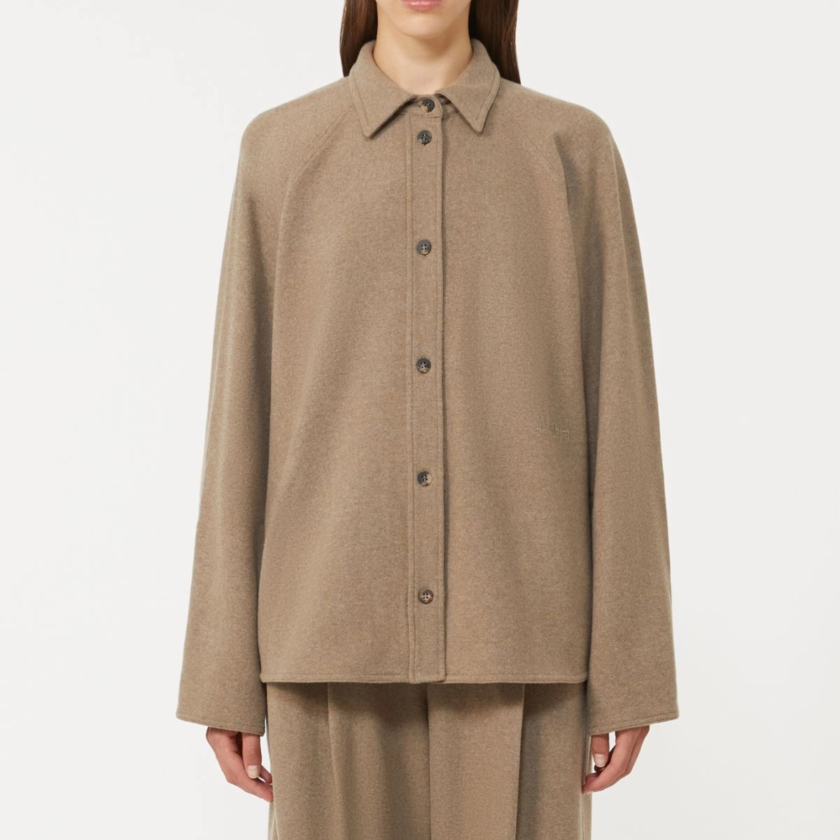 1YY1215-055 MAX MARA Stretch Cashmere Flannel Overshirt Hazelnut Brown #1956015906002 - CECI (BR)