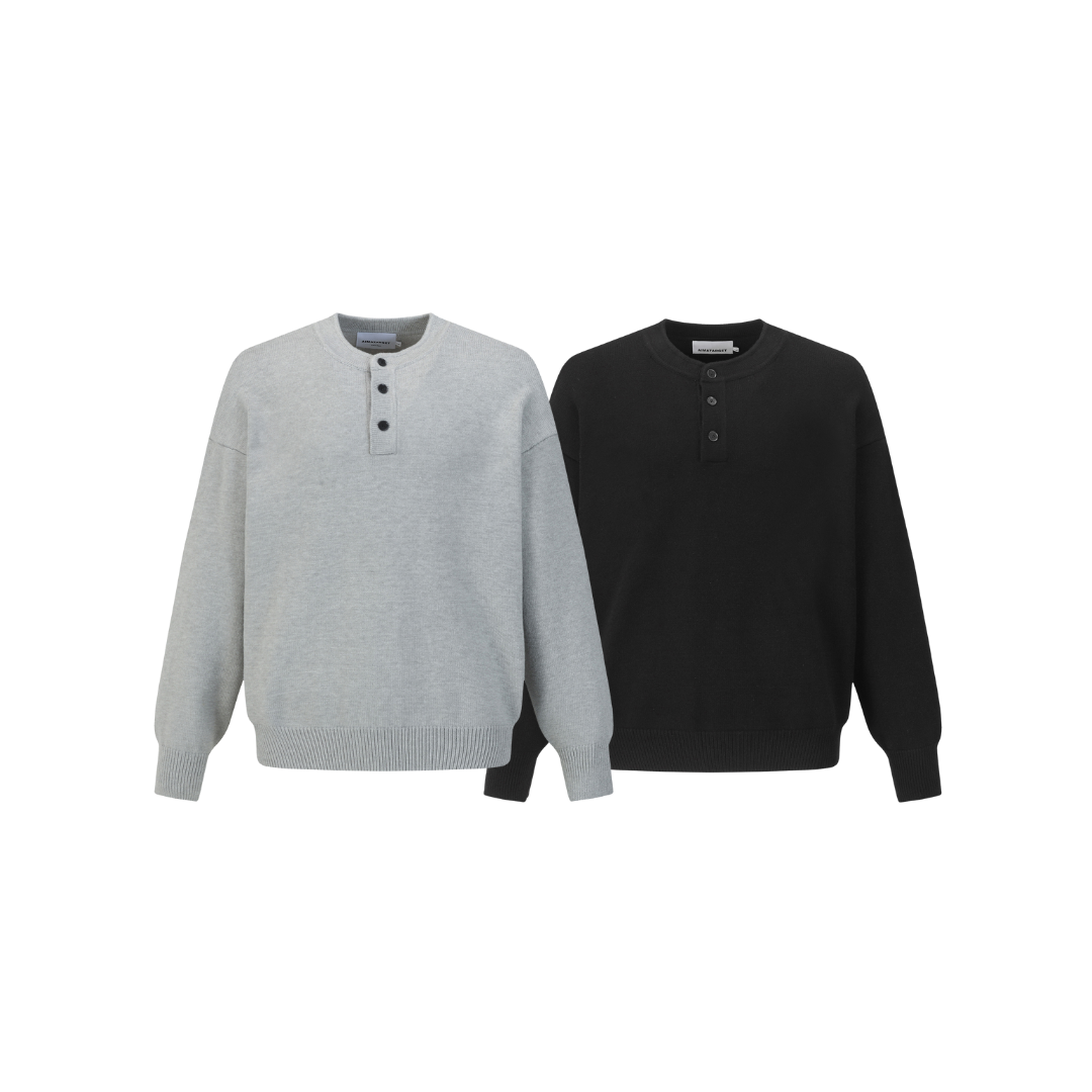 OurPick Boxy Henry Collar Sweater 寬短亨利領毛衣 2色