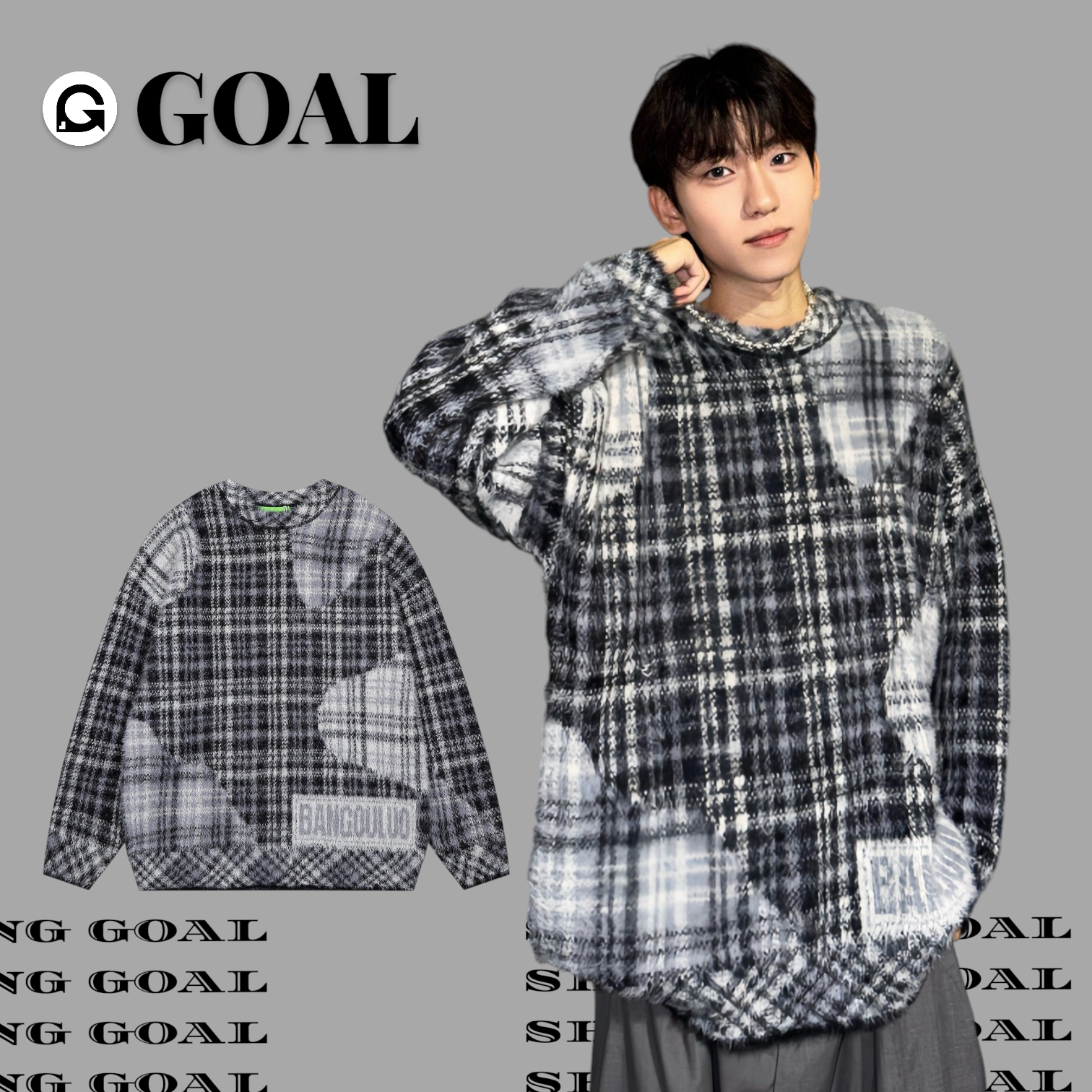 (GOAL) 美式不規則格紋毛衣 BANG2428