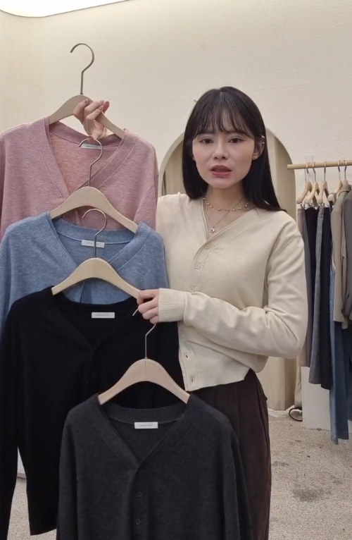 FP5334 V領混色假兩邊羊毛外套