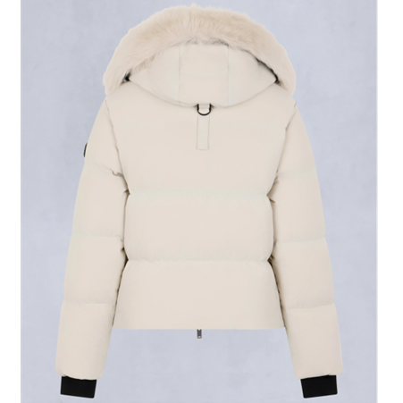 1YY1215-070 MOOSE KNUCKLES Nyluxe Misti Shearling Trim Puffer Alabaster #M35LJ137S (BR)