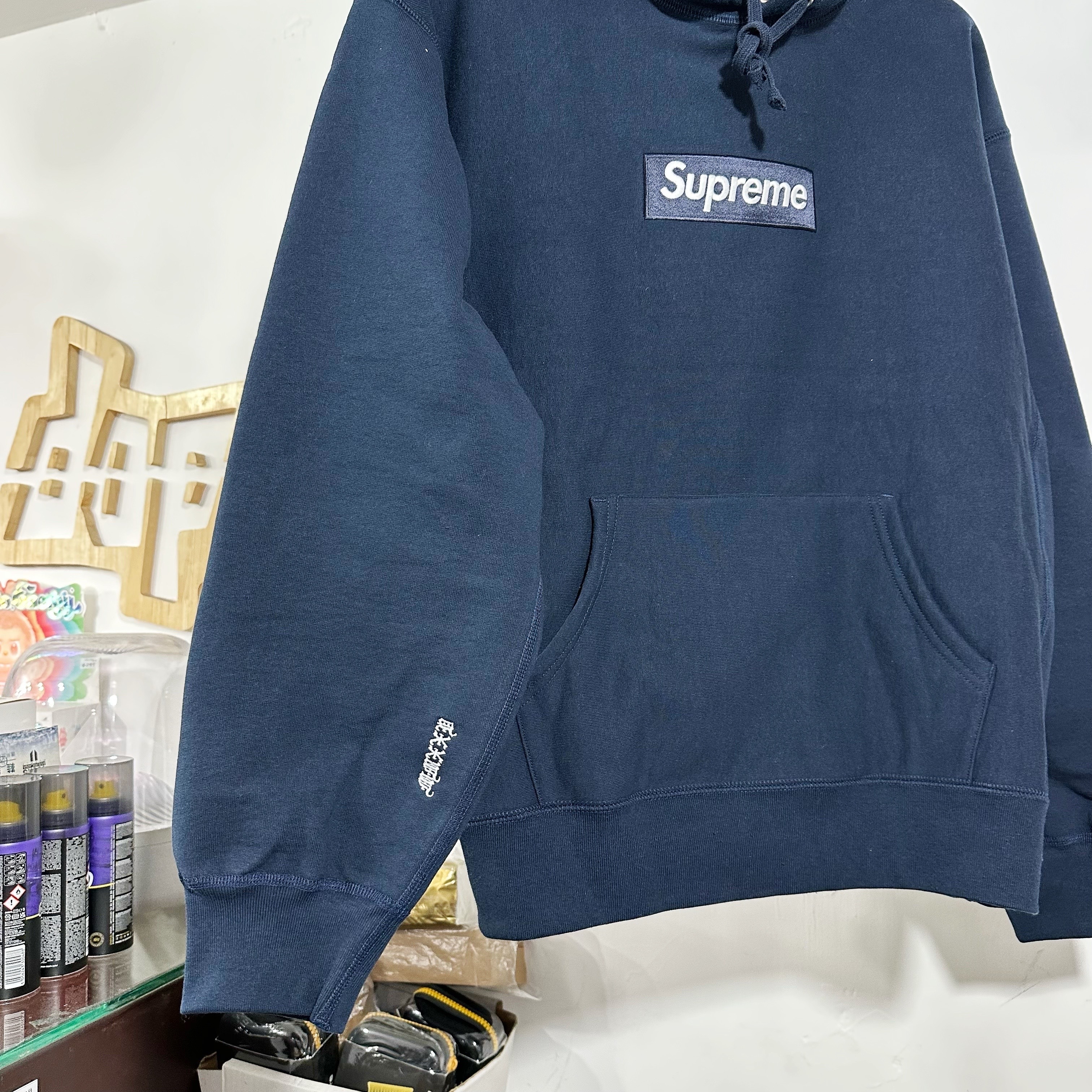Supreme Box Logo Hooded Sweatshirt - Navy （FW25）