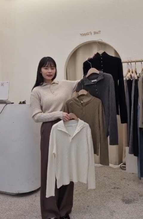 FP5304 金屬扣立體坑條羊毛上衣