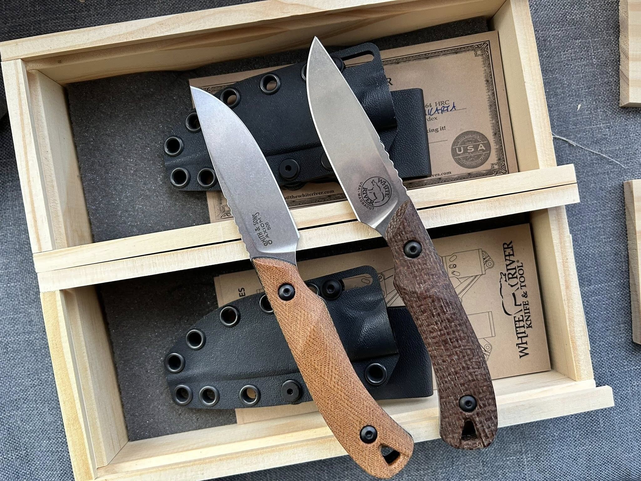 White River and Smith & Sons Knife Company Axiom