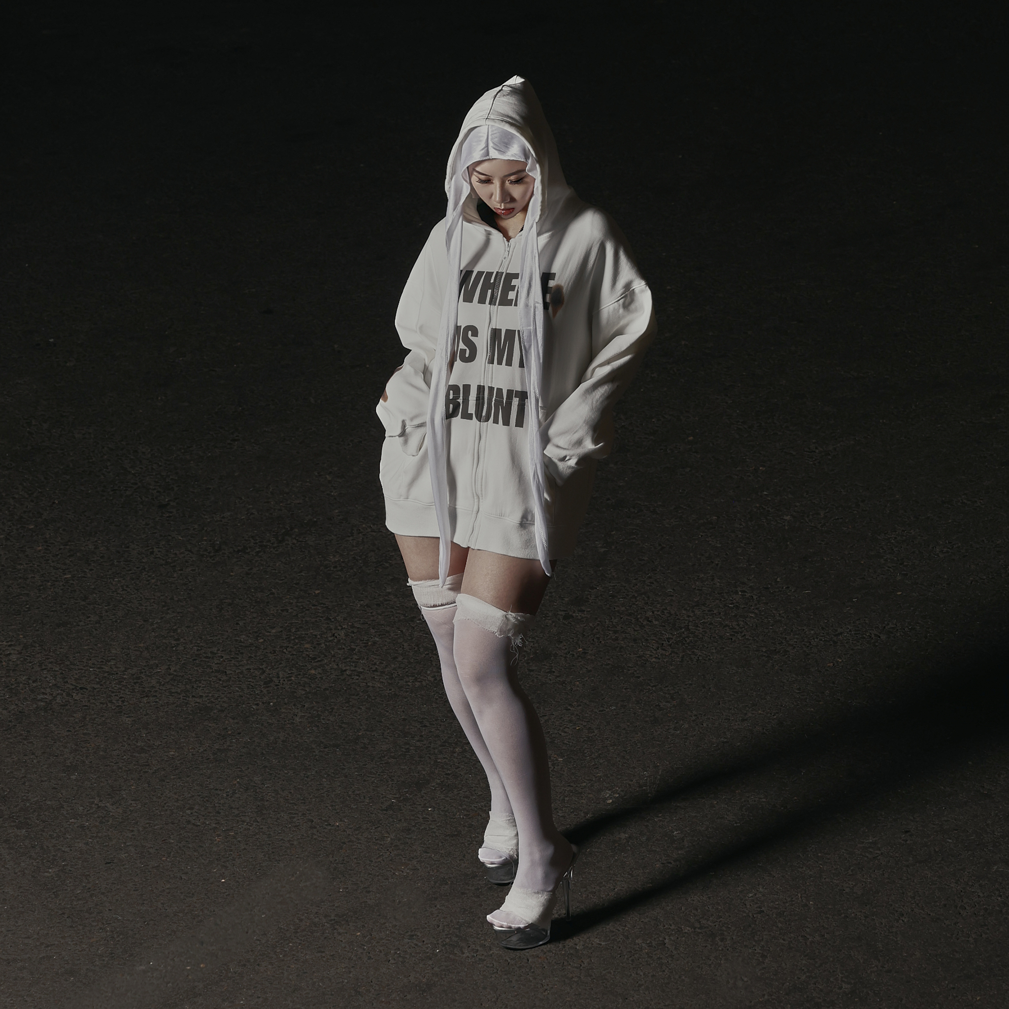 Bornrich｜Where Is My Blunt Zip Up Hoodie (White)