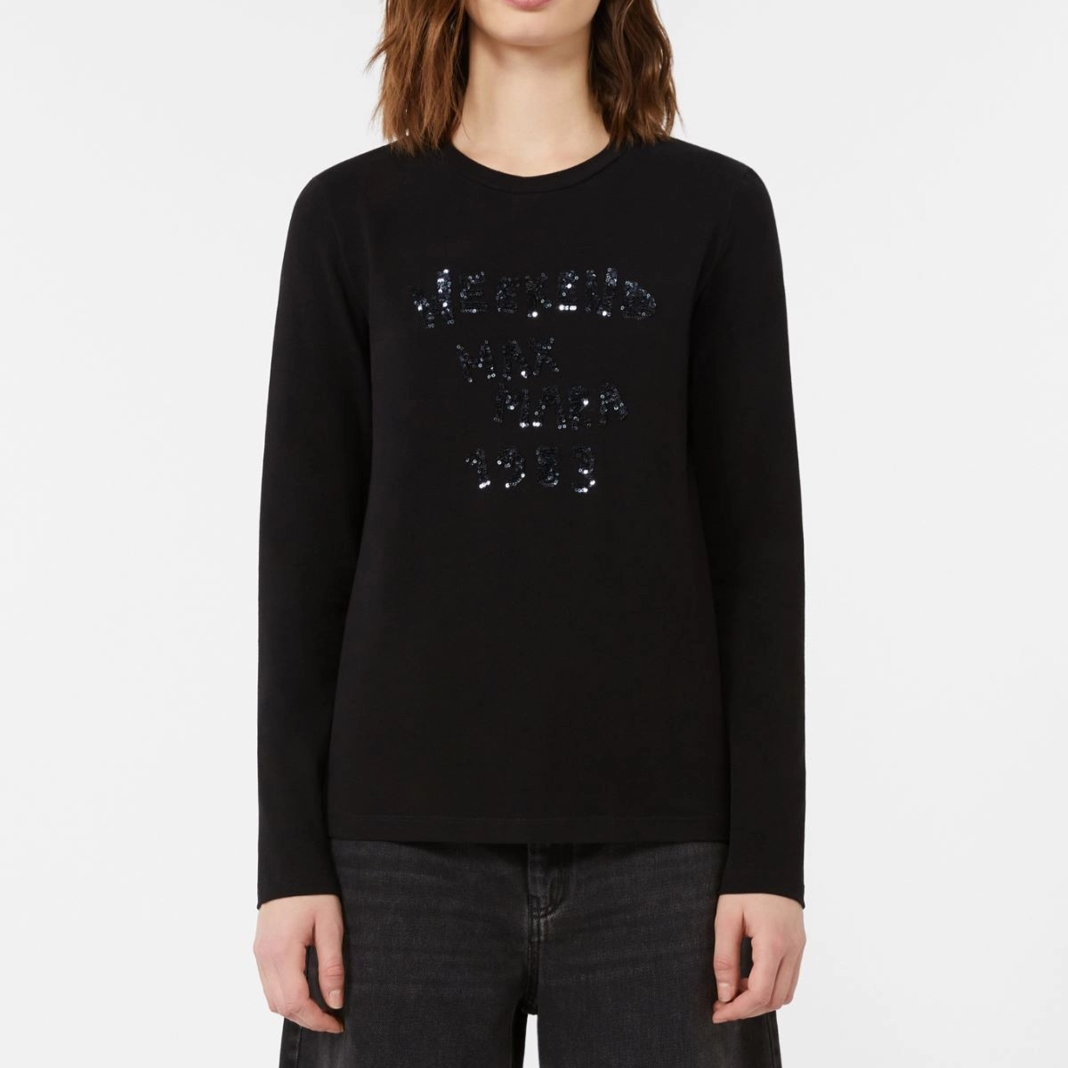 1YY1215-092 MAX MARA Weekend Fitted Stretch Jersey T-Shirt Black #WE5946035206003 (BR)