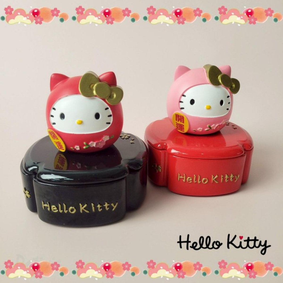 25210-KT Sanrio Hello Kitty 達摩開運聚寶盆 #TW-WC25 (1對出售)