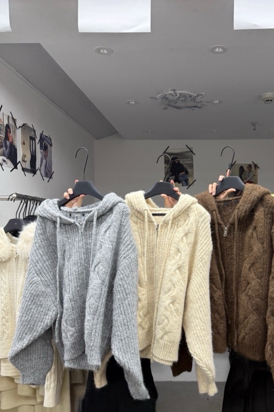 （現貨）#AG27 麻花連帽澎袖外套(灰/咖啡/杏)