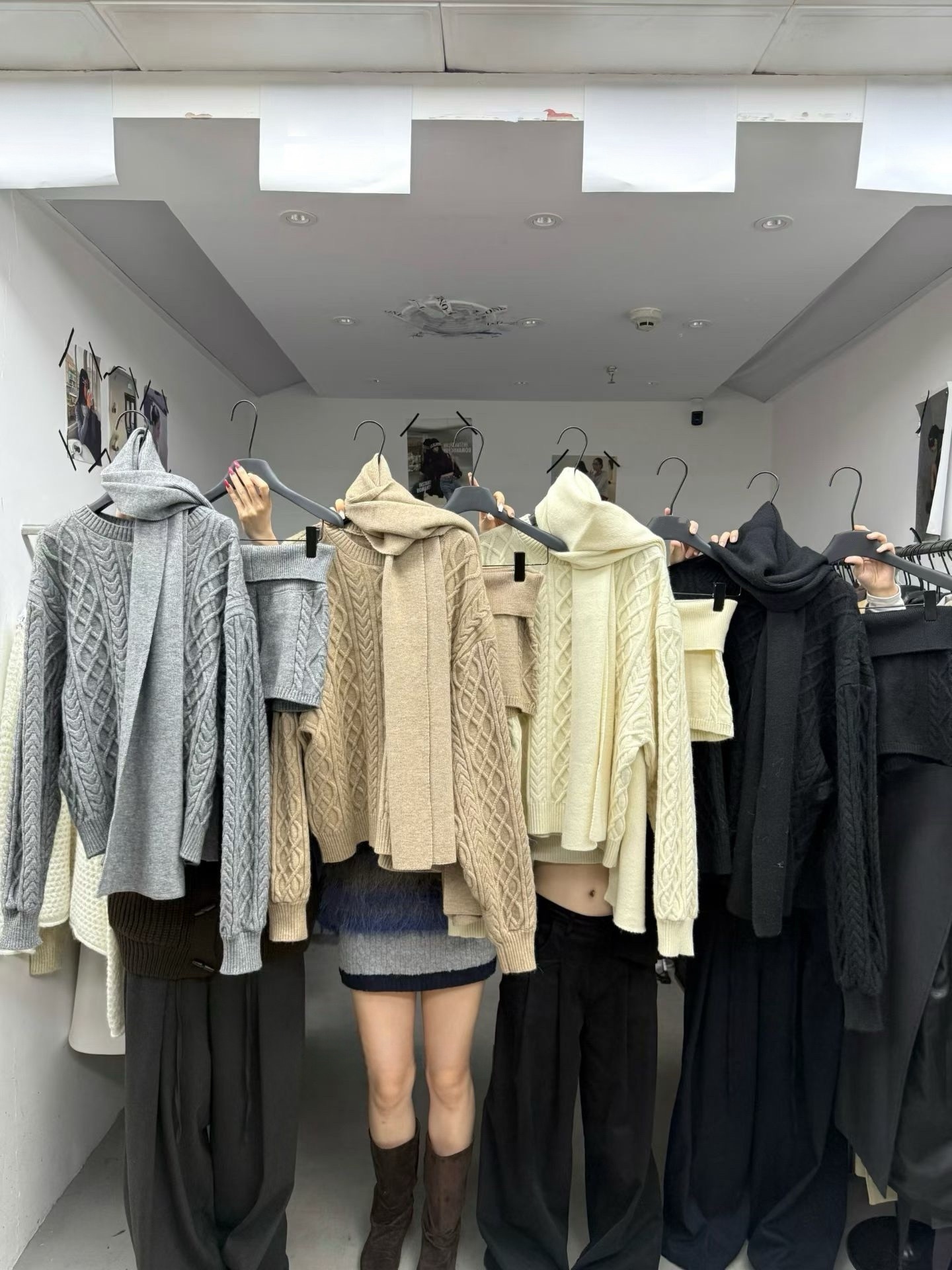 （現貨）#AG103 三件組麻花針織套裝（白/黑/灰/卡其）