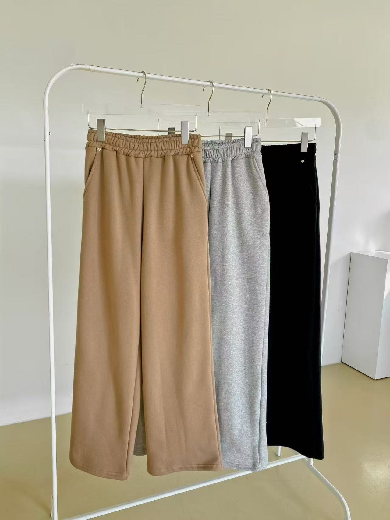 （現貨）🇰🇷#AG86 愛不釋手刷絨棉褲(黑/卡其/灰)