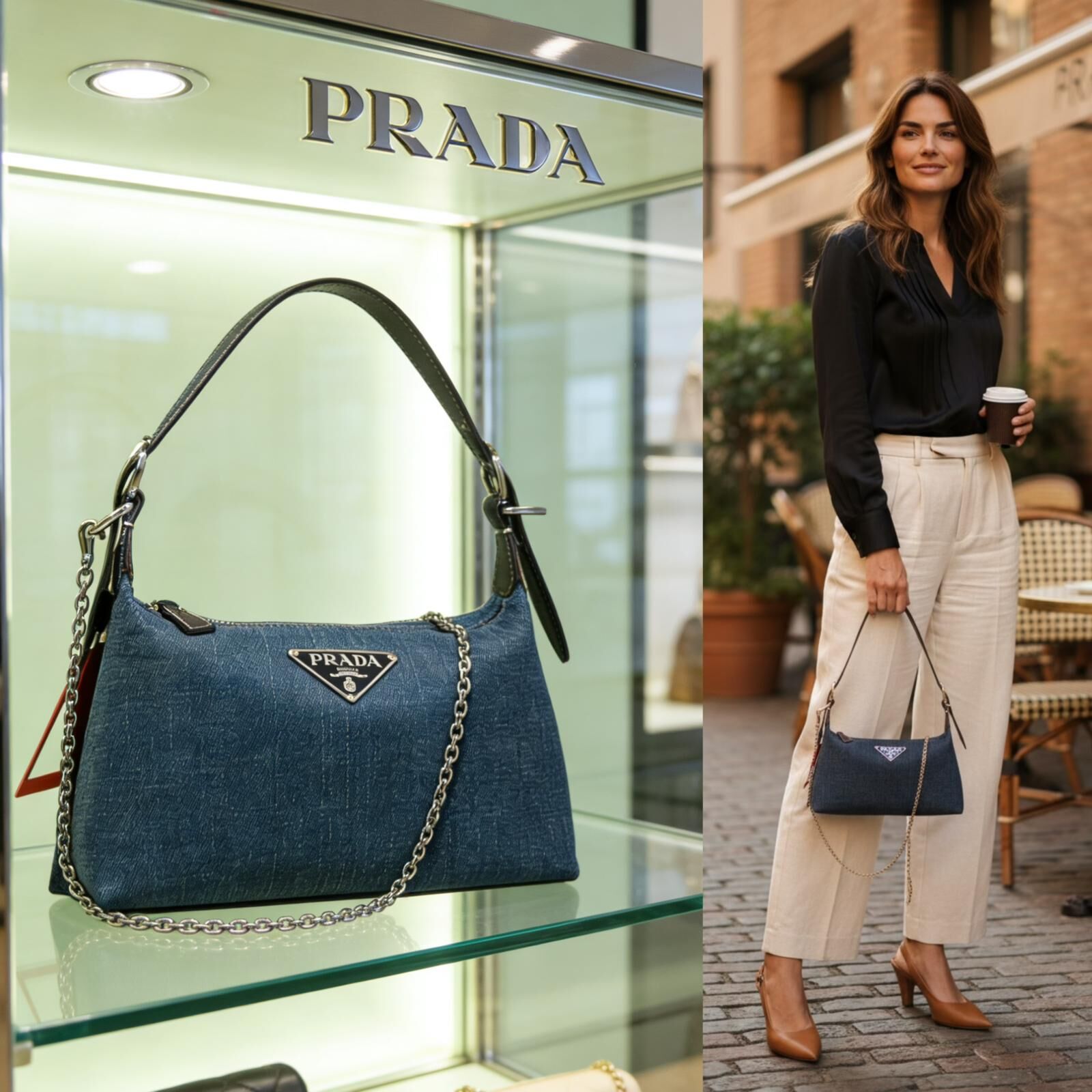 Prada 牛仔中古Hobo Bag