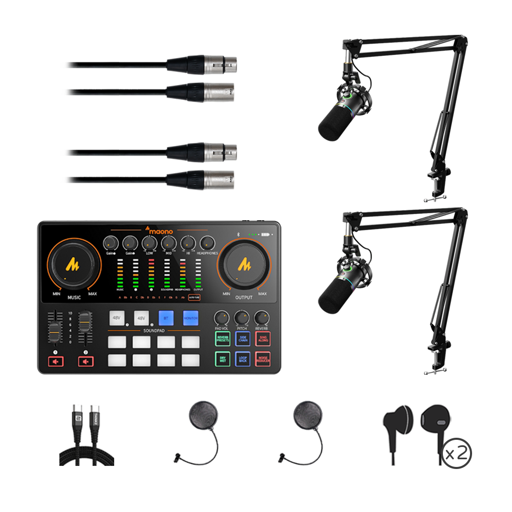 Maono E2 Gen 2 Recording Bundle | 2-Person Podcast Kit