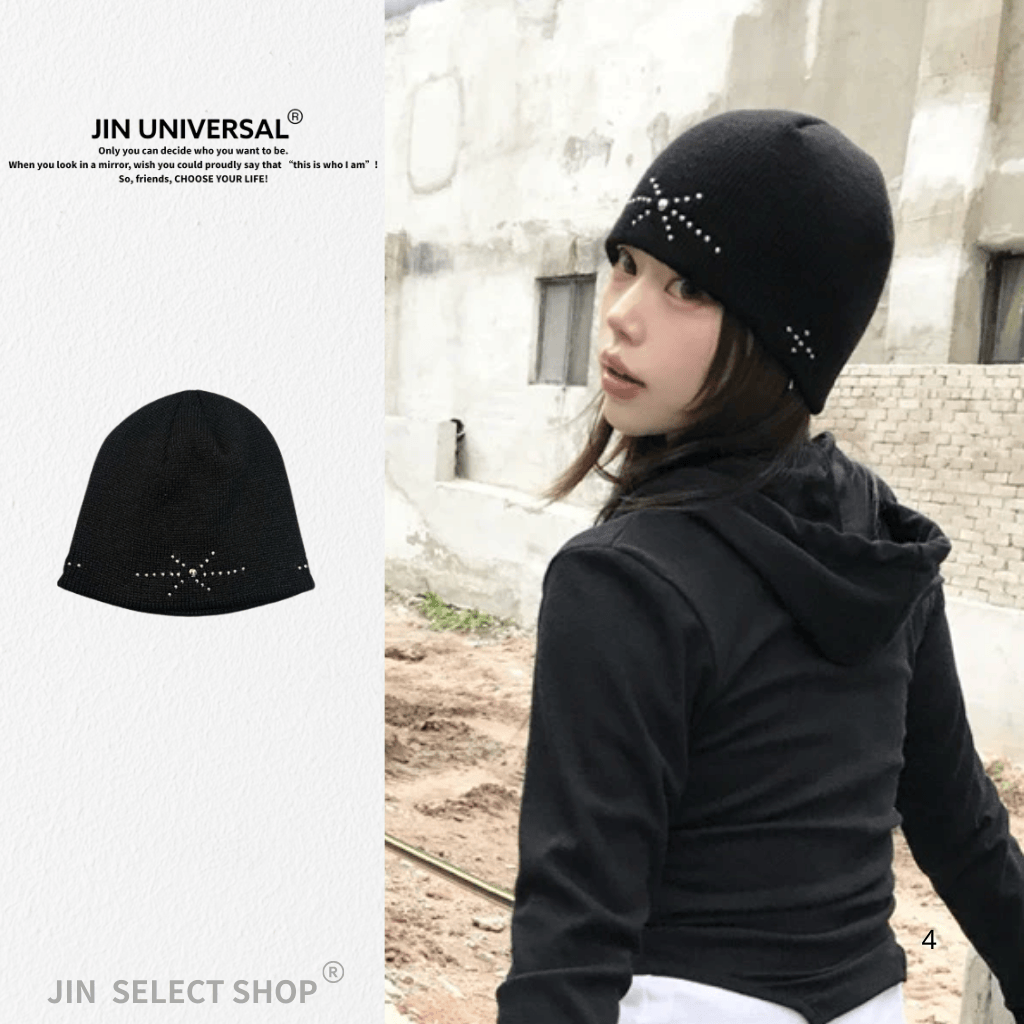 🇰🇷韓國 Silver Stud Beanie 飾釘 時尚 針織 毛帽
