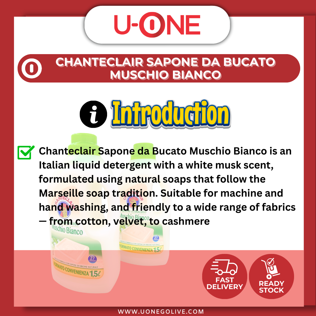 U-ONE | China | Cleaning Series | Chanteclair | Sapone da Bucato Muschio Bianco | 1.5L