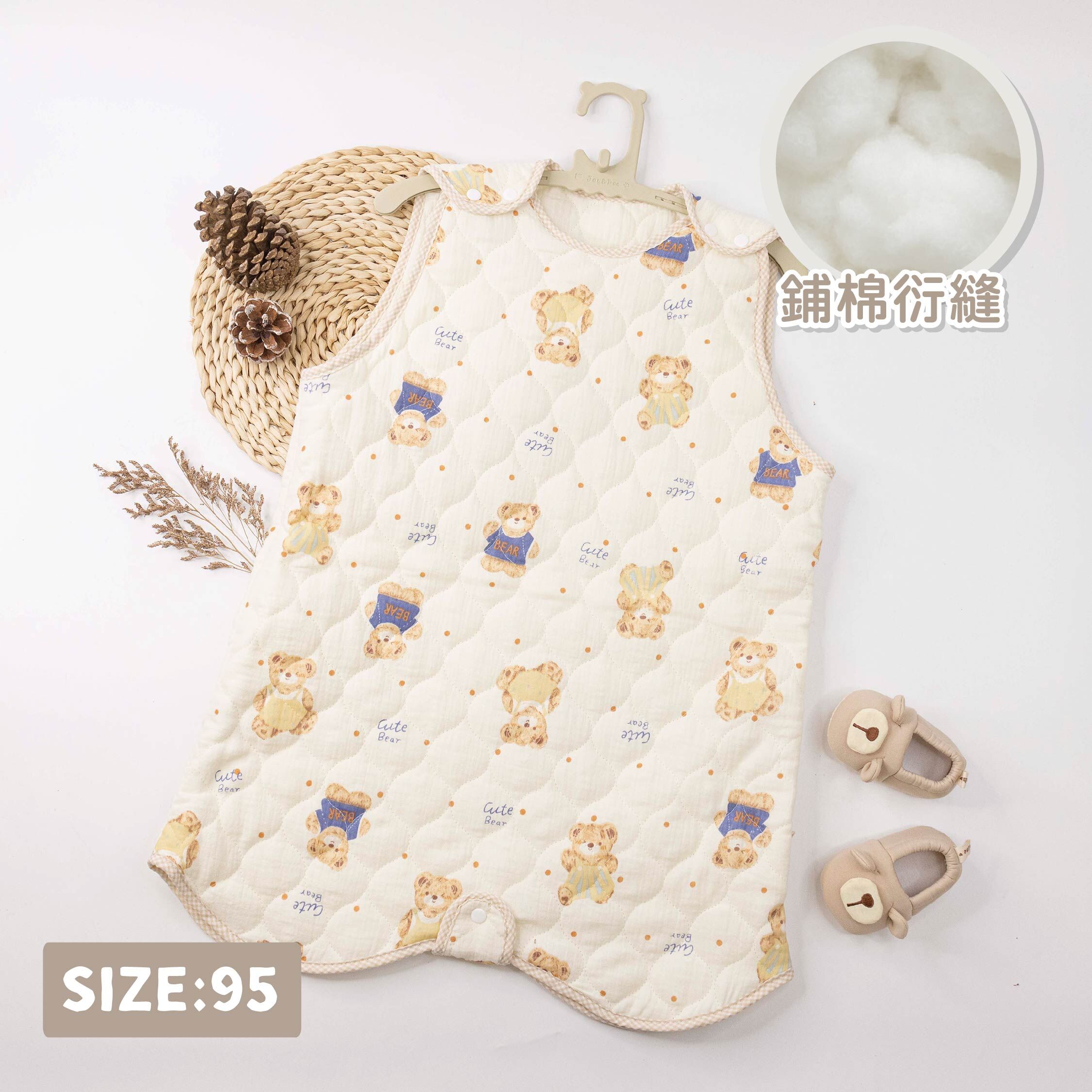 【JB0556】MIT熊寶寶泡泡紗鋪棉衍縫防踢被