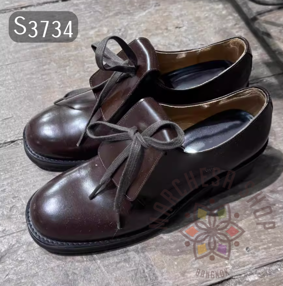 S3734 - 頭層羊皮復古綁帶高踭休閒鞋