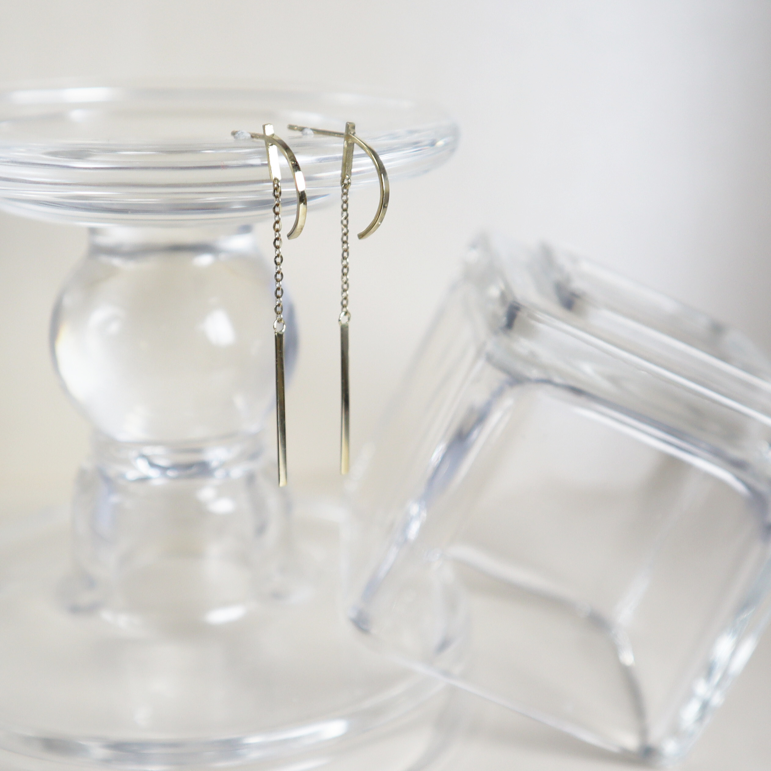 10K/素面垂墜耳飾