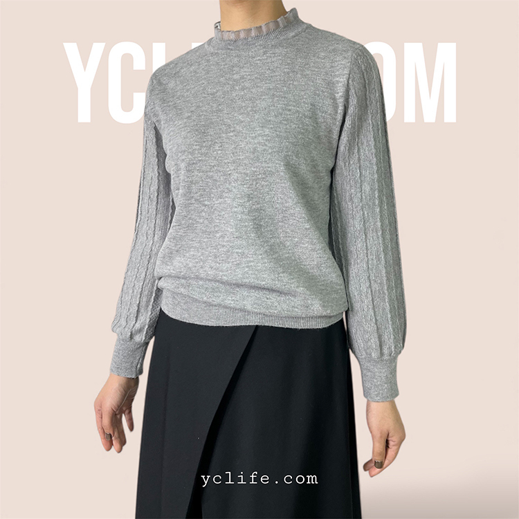 法式荷葉領羊毛針織衣