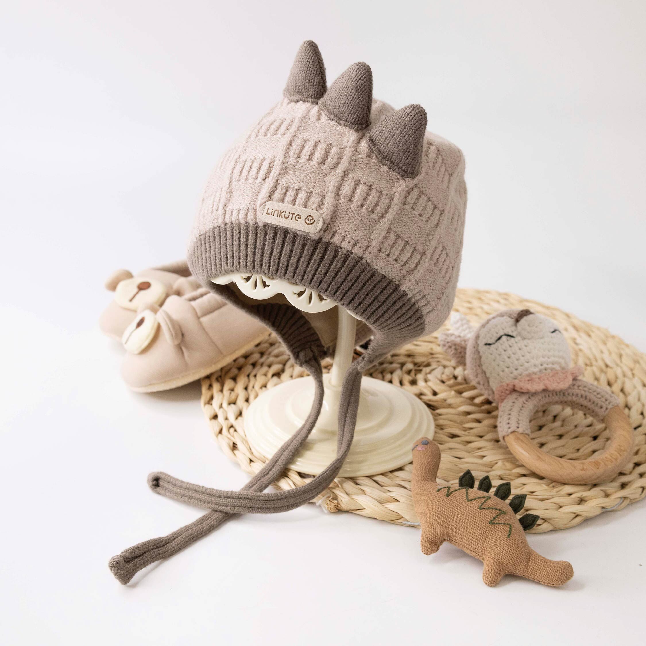 【JA1579】恐龍立體織紋護耳寶寶帽