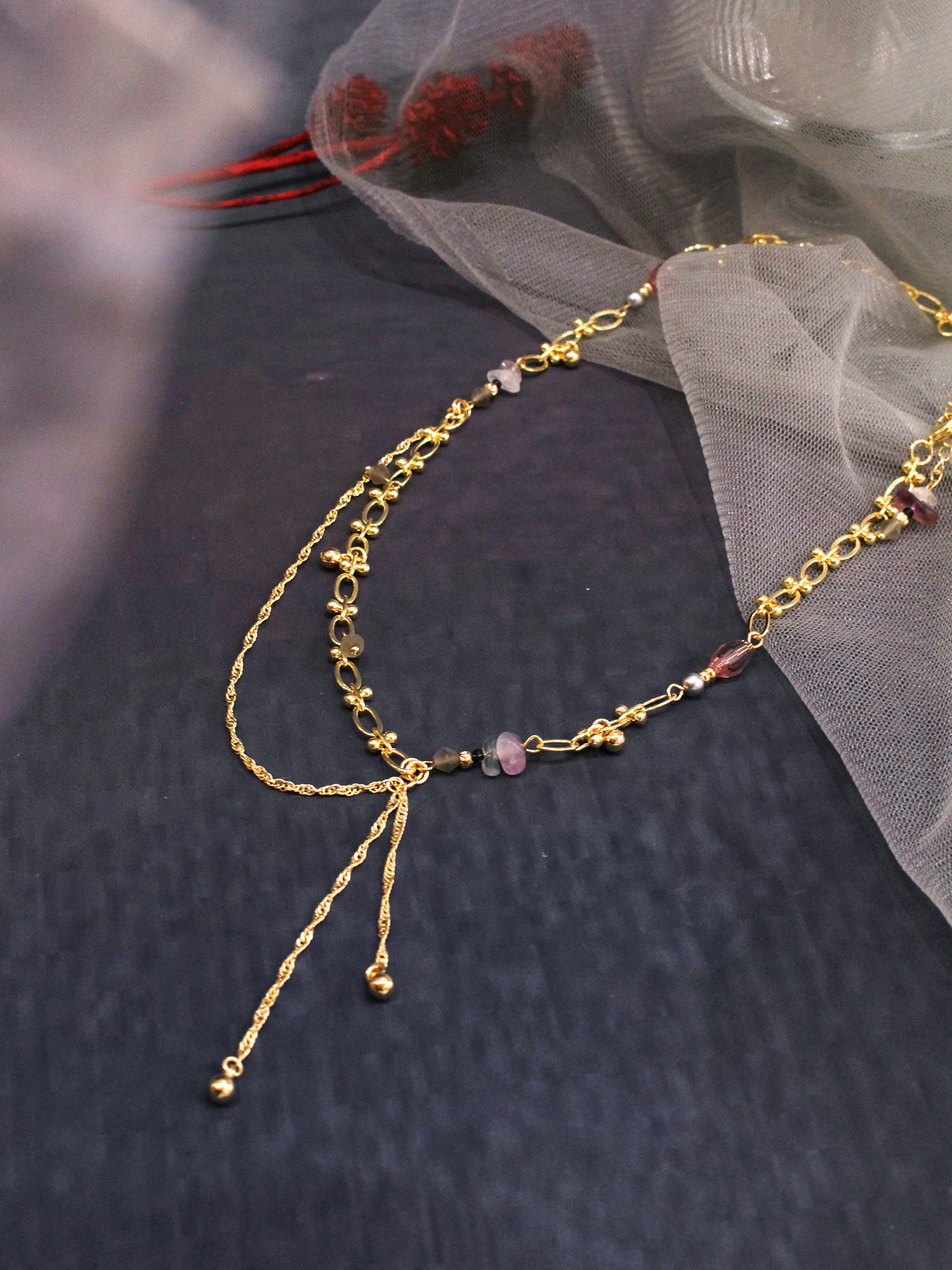 情報說書人。MUCHAT手作14KGP螢石水晶珠項鍊