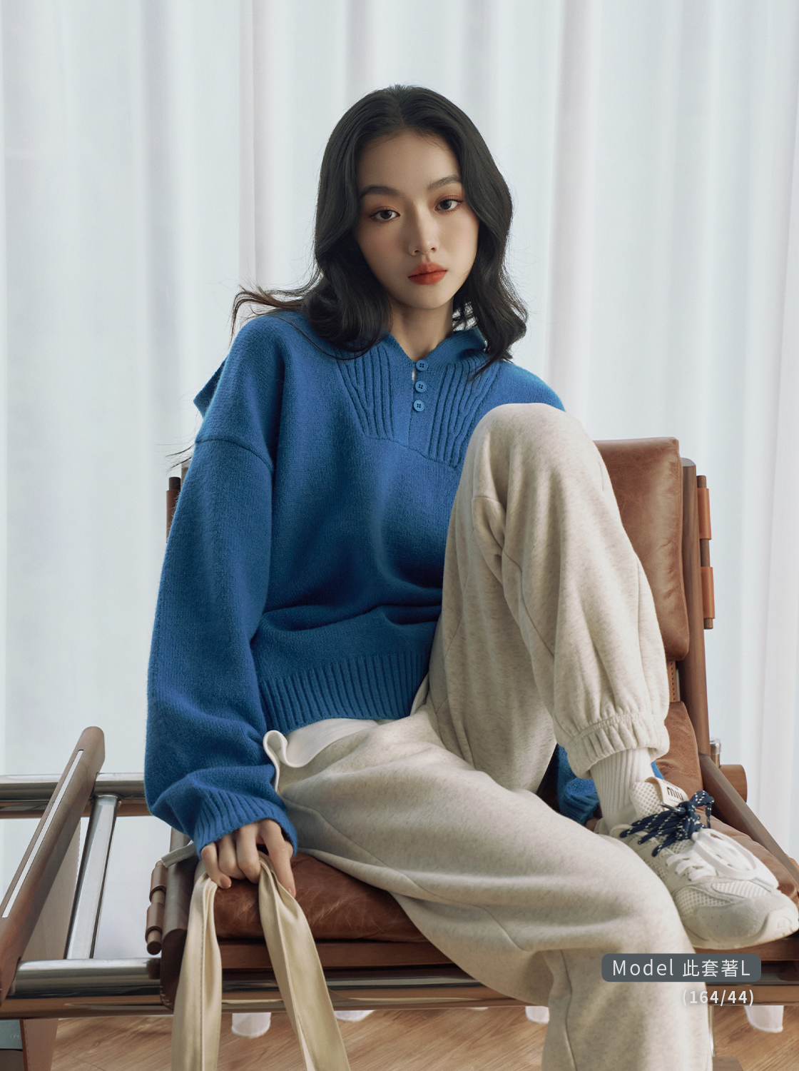 【期間限定】經典紋理針織排釦連帽T