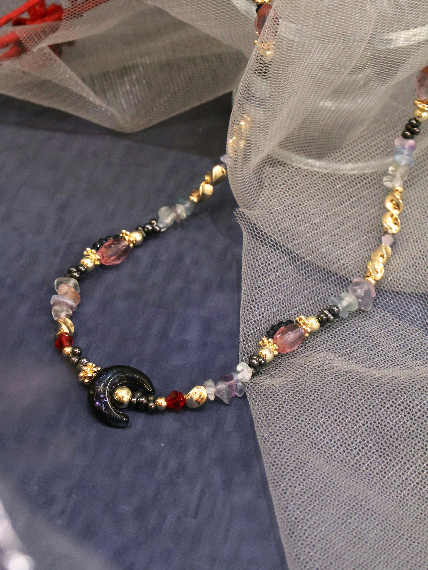 暗夜星月。MUCHAT手作14KGP螢石星月項鍊