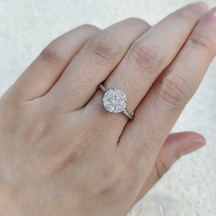 圓鑽視覺拼鑽戒指