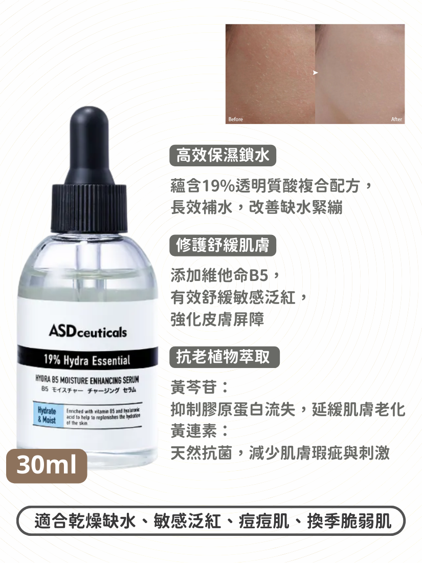 ASDceuticals - 維B5保濕修護精華 30ml (Best By: 07/2026)