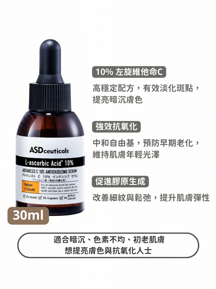 ASDceuticals - 左旋維C10抗氧化精華 30ml